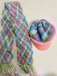 Handmade Knit Scarf &amp; Hat Set for women