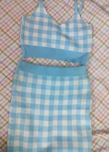 Blue Gingham Knit Co-ord Set