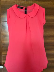 Chic pink Peter Pan Collar Top