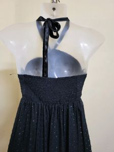 Elegant Black Halter Neck Ruffle Dress