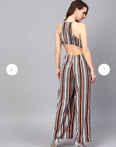 Striped Halter Neck Jumpsuit