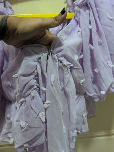 Sheer Lavender Puff Sleeve Top