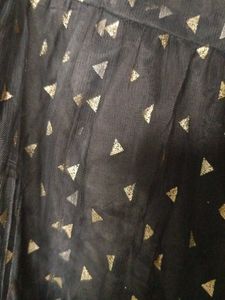 Black Tiered cotton Net layered Skirt with gold ge