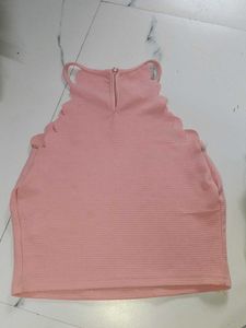 Pink Scallop Neck Halter Top
