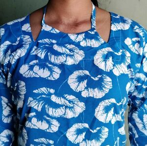 Blue printed short kurti