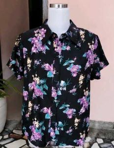 Black Floral Printed Casual Shirt | Size M