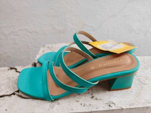 Stylish Teal Block Heel Sandals UK 4