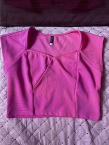 Bright Pink Square Neck Top