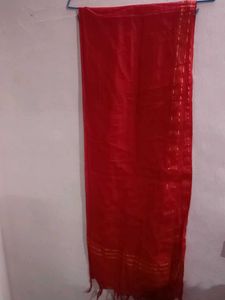 Red Dupatta with Golden Stripes.New