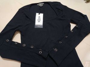 New with tag square neck black Long Sleev top