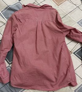 Red Checkered Button-Up Shirt