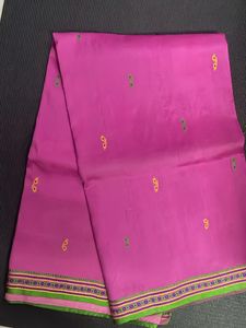PURE PINK SILK SAREE with thread Border