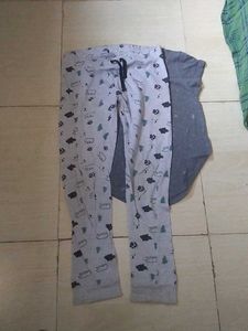 Girls' Gray Tee &amp; Patterned Pants Set