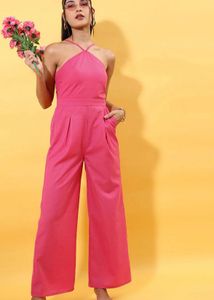 Chic Pink Halter Neck Jumpsuit