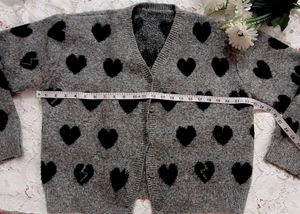 Grey Heart Print Cardigan