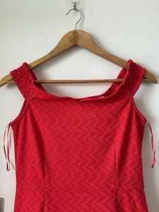 Vibrant Red Textured Mini Dress