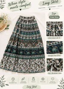 Boho Elephant Print Maxi Skirt