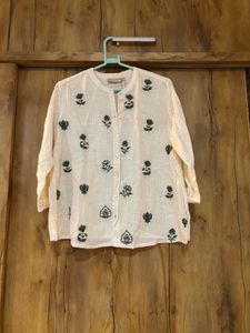 Cream Kurta with Block Print
