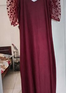 Burgundy Polka Dot Dress