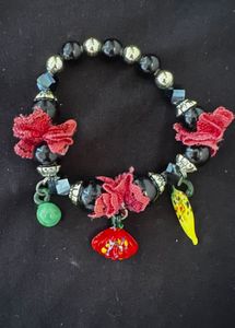 Blown glass charm n crystal bracelet combo