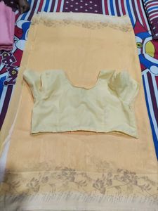 Elegant Yellow Saree with Floral Border