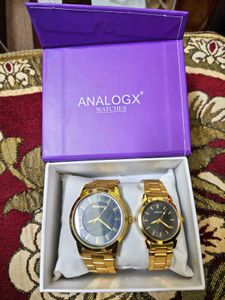 Analogx Royal Gold & Black Chrono-Style Watch