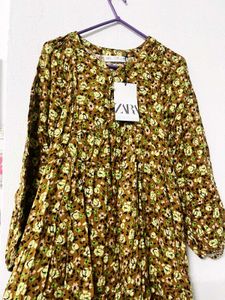 Zara Floral Tiered Midi Dress