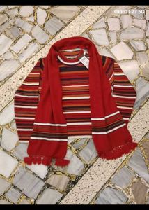 Striped Sweater with Matching Scarf