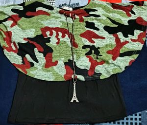 Army Design Top And Necklace Stylish