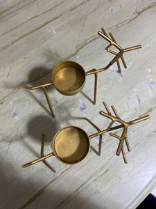 2 Golden Reindeer Shaped Candle Stand