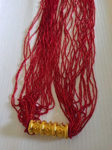 Red Beaded Necklace with Gold Accent