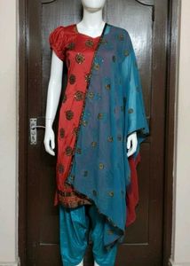 Red Embellished Dress Set