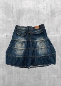 Denim Tiered Skirt