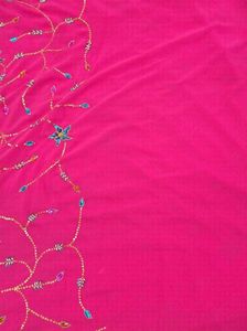 Embroidered Pink Saree with Sequins