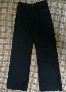 bershka Black Wide Leg Jeans