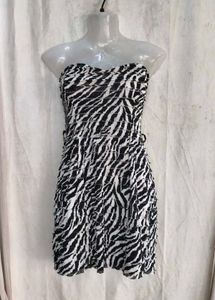 91810. Zebra Print Strapless Mini Dress