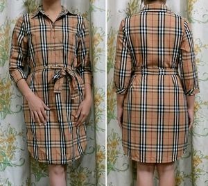 Classic Tartan Shirt Dress with Belt