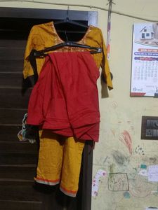 Yellow Kurta Set with Red Palazzo