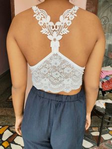 Cream Lace Cropped Bralette Top