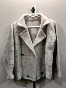 Premium women's double-breasted plaid overcoat
