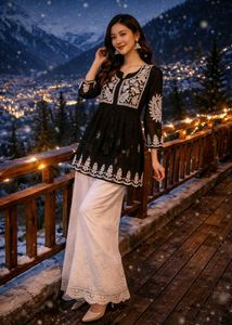 Black Embroidered Kurta