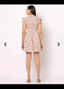 Floral Print Mini Dress with Ruffle Sleeves
