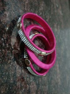 Stunning Pink Bangles with Rhinestones
