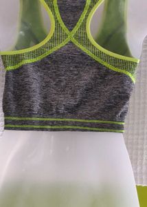Gray Sports Bra with Neon Accents