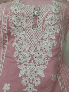 Beautiful Pink Embroidered Kurta with Dupatta