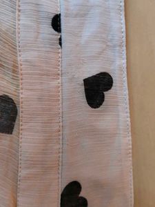 Sheer Heart Print Button-Up Shirt