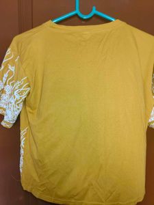 Mustard Yellow Cropped T-Shirt with Floral Pant
