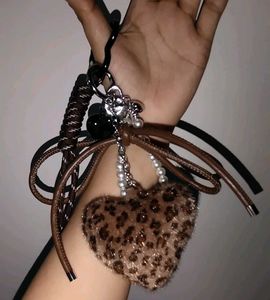 Leopard print Heart bag pendant