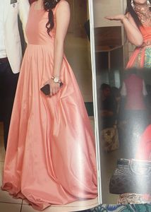 Elegant Peach Ethnic Gown (boutique stitched)