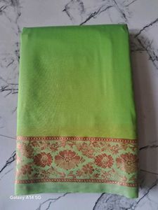 Beautiful Green Saree with Floral Border